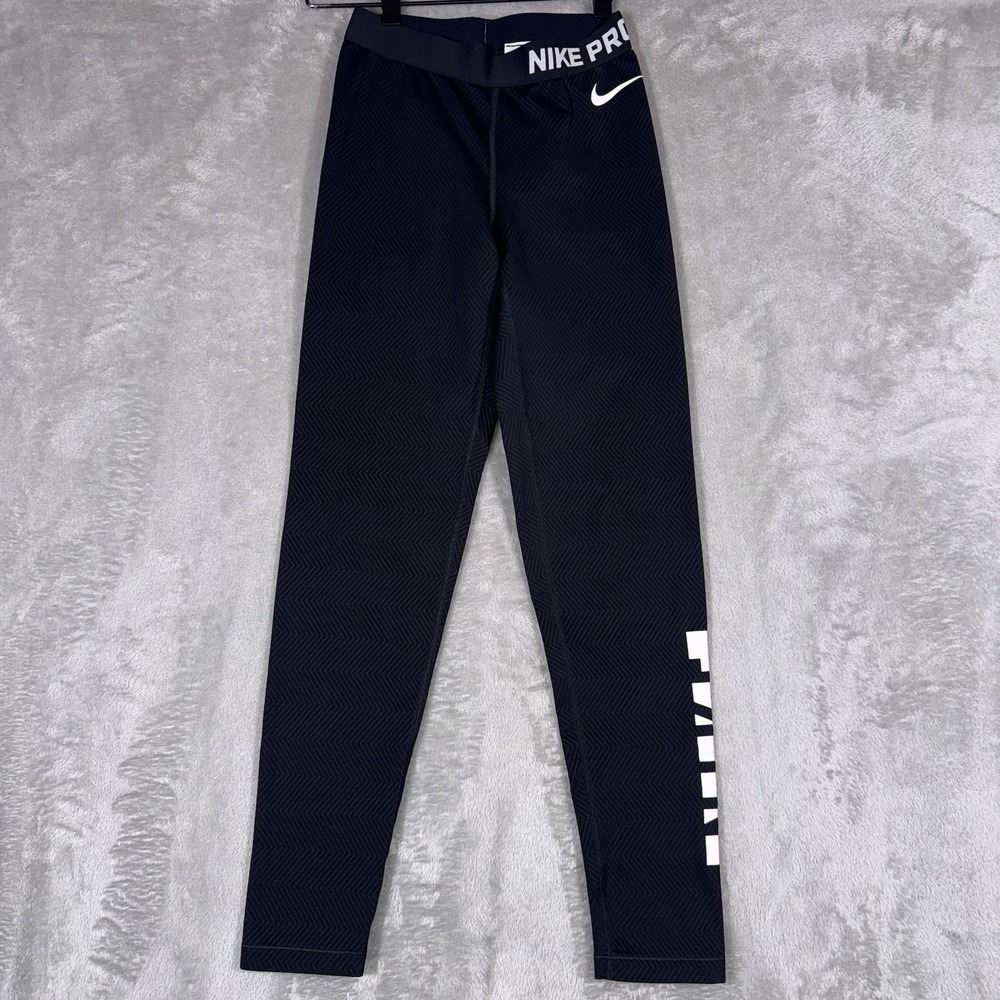 Nike Pro Dri-Fit Leggings Women Small Black Nike Logo Hit Athlete Leisure